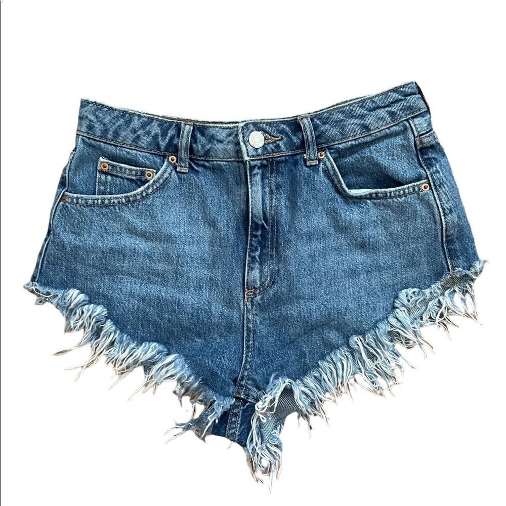 Topshop moto kiri denim distressed shorts sz 6‎